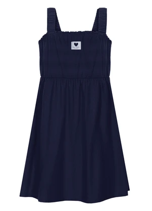 Alakazoo - Vestido Curto de Alças em Malha Texturizada Azul - ALAKAZOO