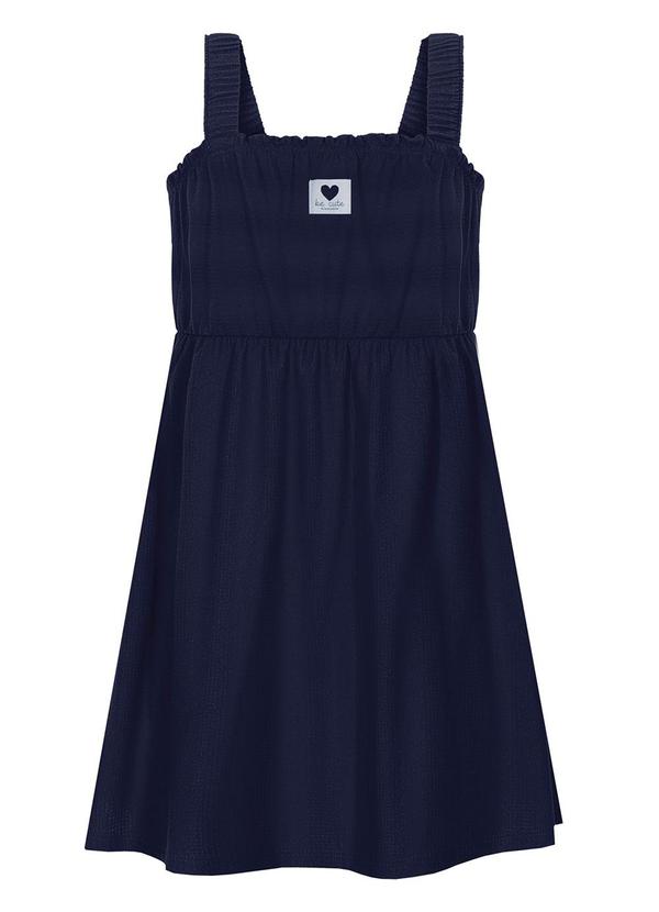 Alakazoo - Vestido Curto de Alças em Malha Texturizada Azul