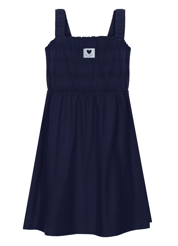 Alakazoo - Vestido Curto de Alças em Malha Texturizada Azul 1