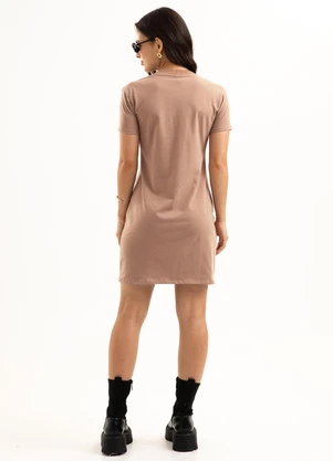 Cativa You - Vestido Curto em Cotton com Aplicação Marrom - CATIVA YOU