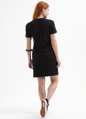 Cativa You - Vestido Curto em Cotton com Aplicação Preto - CATIVA YOU