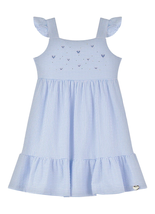 Alakazoo - Vestido Curto em Malha de Algodão Azul