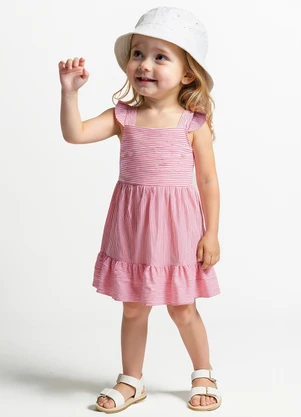 Alakazoo - Vestido Curto em Malha de Algodão Rosa - ALAKAZOO