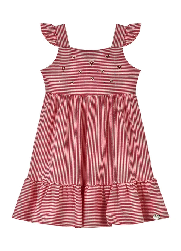 Alakazoo - Vestido Curto em Malha de Algodão Vermelho