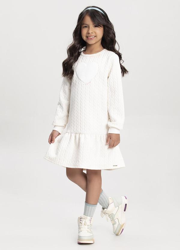 Alakazoo - Vestido Curto em Malha Matelassê Off White