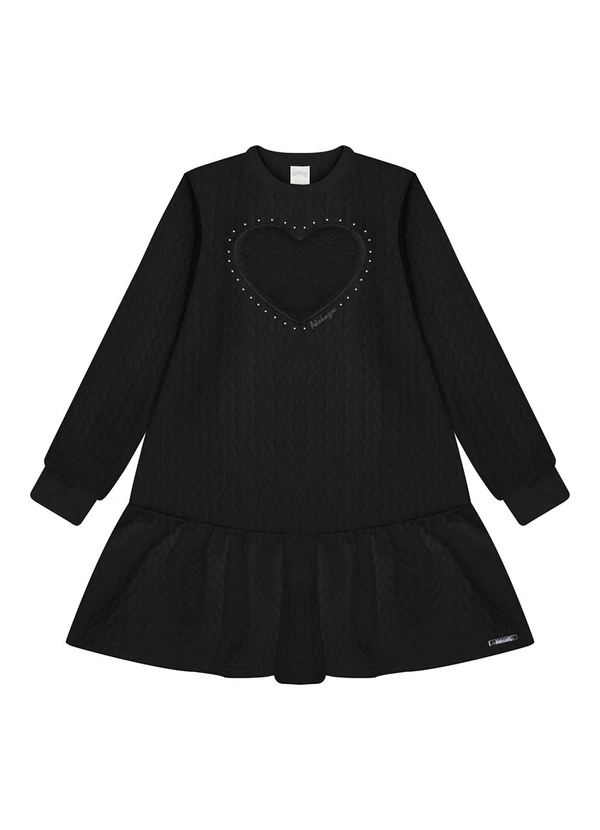 Alakazoo - Vestido Curto em Malha Matelassê Preto