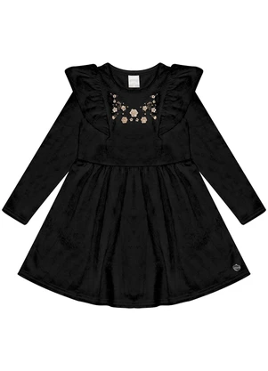 Alakazoo - Vestido Curto em Malha Plush Preto - ALAKAZOO