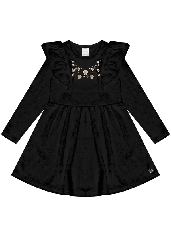 Alakazoo - Vestido Curto em Malha Plush Preto
