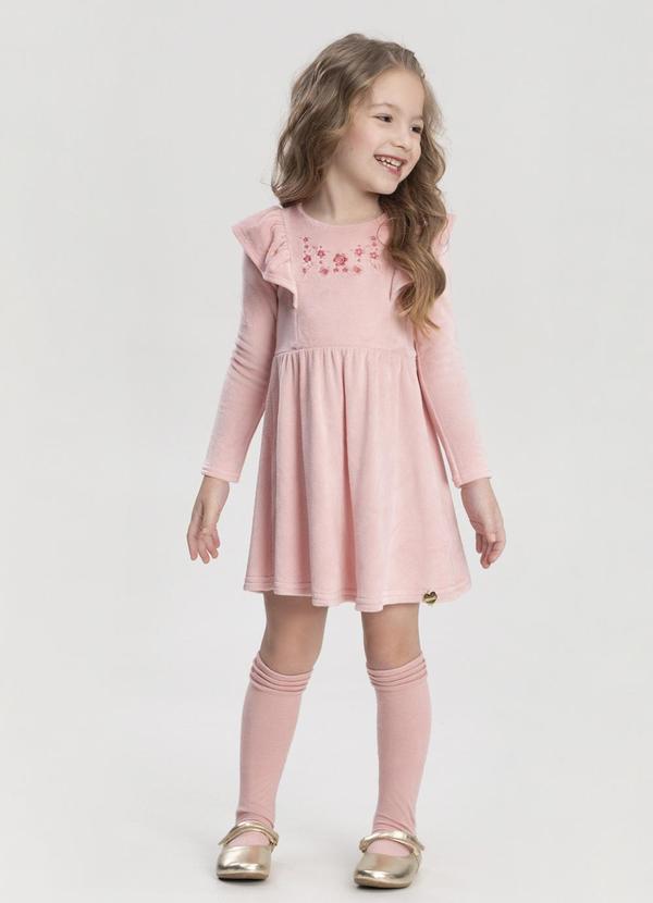 Alakazoo - Vestido Curto em Malha Plush Rosa