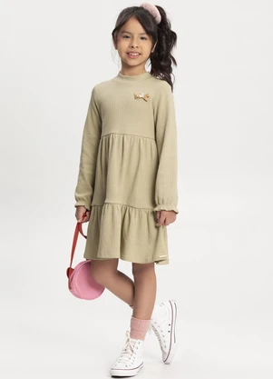 Alakazoo - Vestido Curto em Malha Texturizada Bege - ALAKAZOO