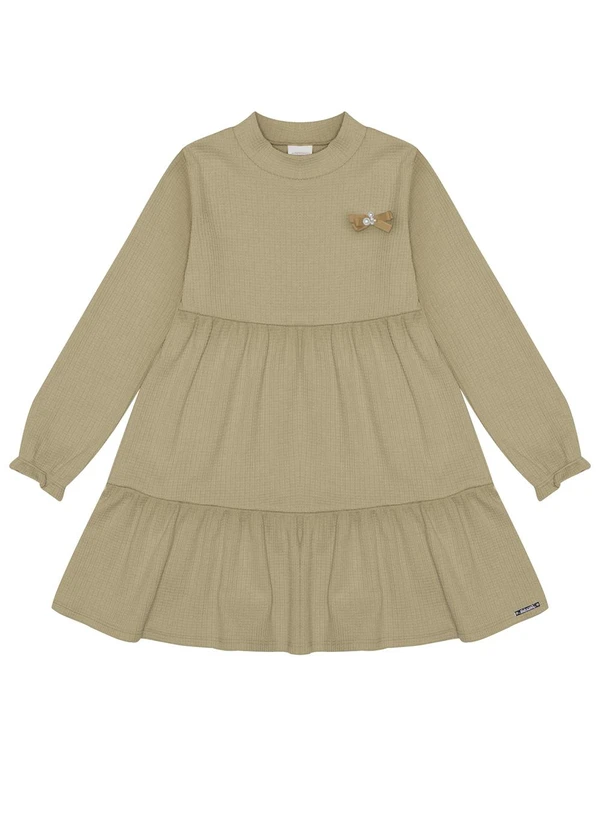 Alakazoo - Vestido Curto em Malha Texturizada Bege 2