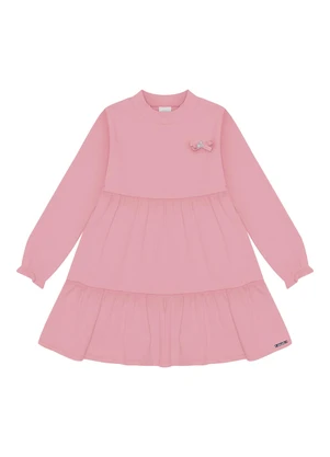 Alakazoo - Vestido Curto em Malha Texturizada Rosa - ALAKAZOO