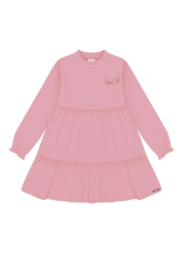 Alakazoo - Vestido Curto em Malha Texturizada Rosa 2