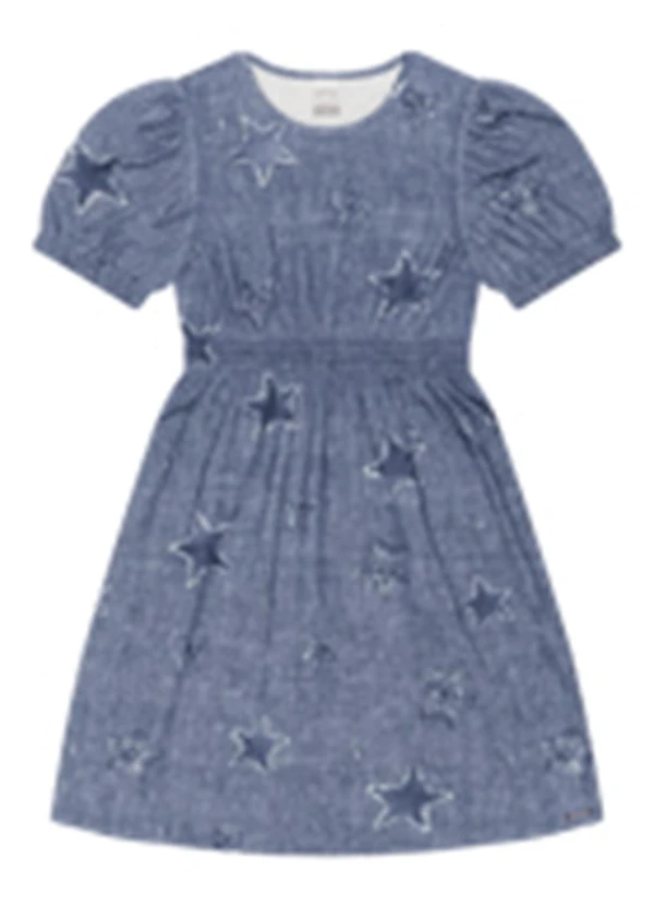 Alakazoo - Vestido Curto em Meia Malha Estampada Azul