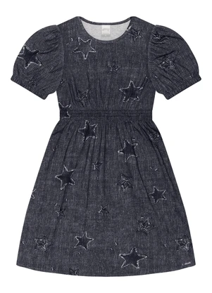 Alakazoo - Vestido Curto em Meia Malha Estampada Preto - ALAKAZOO