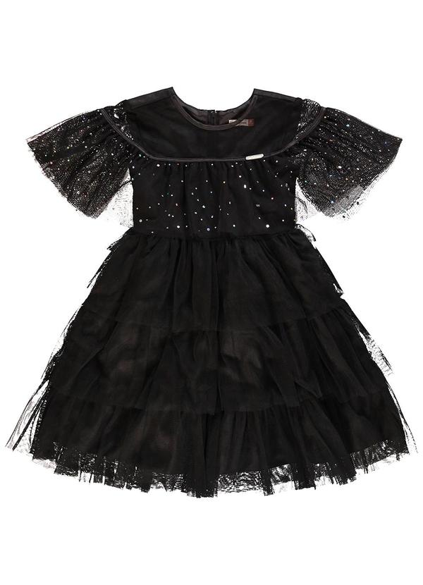 Carinhoso - Vestido Curto em Tule Preto