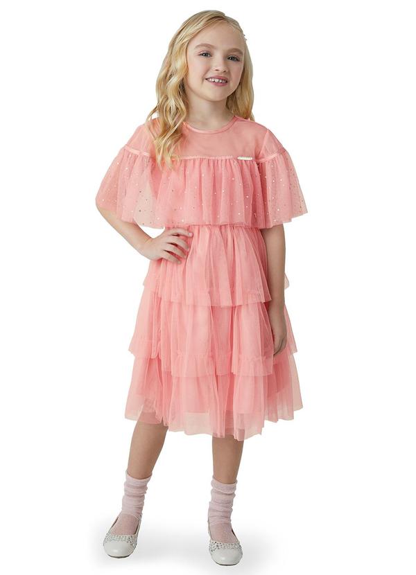 Carinhoso - Vestido Curto em Tule Rosa