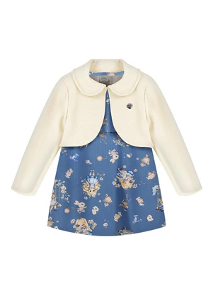 Alakazoo - Vestido Curto Estampado com Bolero Azul - ALAKAZOO