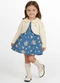 Alakazoo - Vestido Curto Estampado com Bolero Bege - variação: Azul