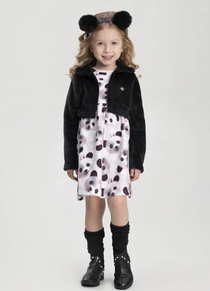 Alakazoo - Vestido Curto Estampado com Bolero Branco - ALAKAZOO