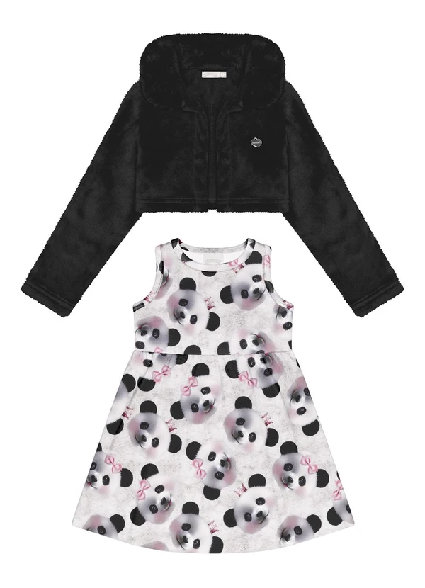 Alakazoo - Vestido Curto Estampado com Bolero Branco 2