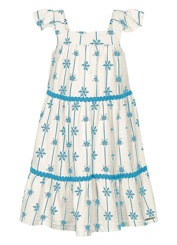 Alakazoo - Vestido Curto Estampado de Alças em Malha Azul