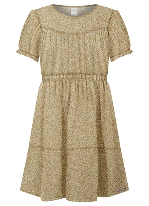 Alakazoo - Vestido Curto Estampado de em Malha Bege - ALAKAZOO