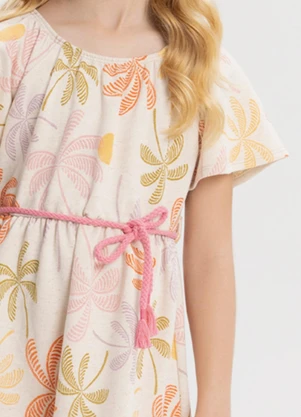 Alakazoo - Vestido Curto Estampado de Mangas Curtas Rosa - ALAKAZOO