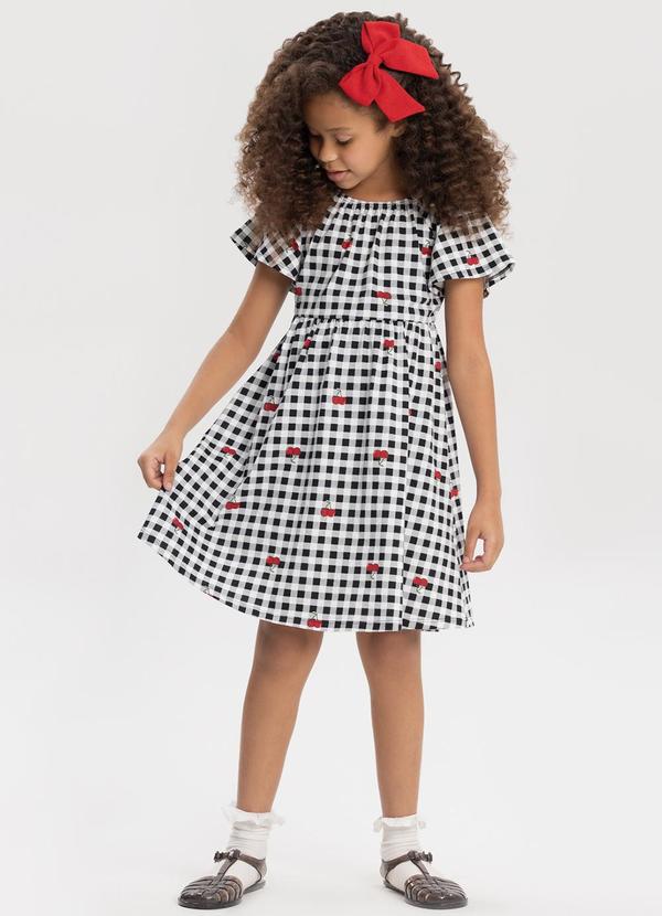 Alakazoo - Vestido Curto Estampado em Meia Malha Preto