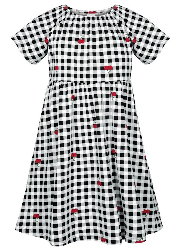 Alakazoo - Vestido Curto Estampado em Meia Malha Preto 2