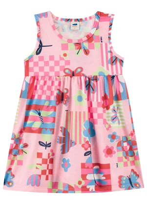 Marlan - Vestido Curto Estampado Infantil Menina Rosa - MARLAN