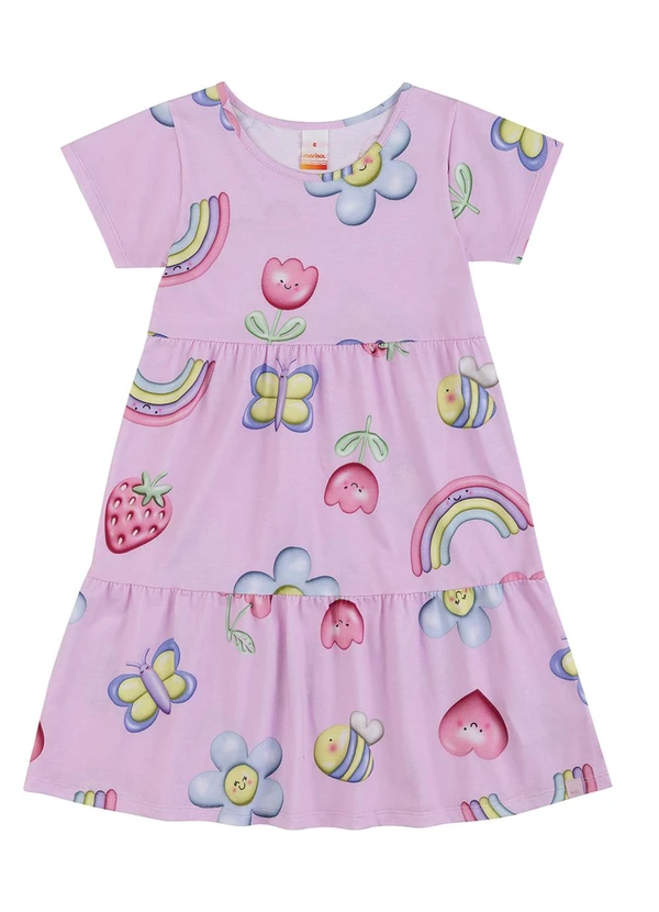 Marisol - Vestido Curto Estampado Menina Marisol Lilas
