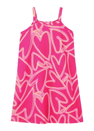 Malwee Kids - Vestido Curto Evasê Corações Rosa Escuro - MALWEE KIDS