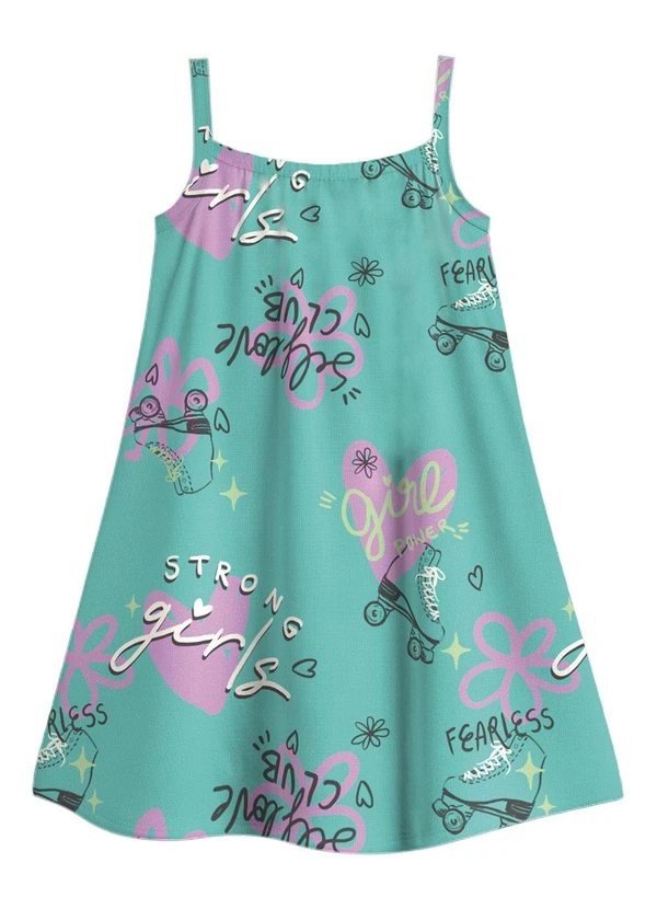Malwee Kids - Vestido Curto Evasê Estampado Azul Celeste