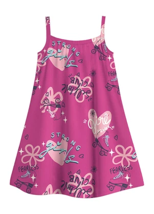 Malwee Kids - Vestido Curto Evasê Estampado Fúcsia - MALWEE KIDS