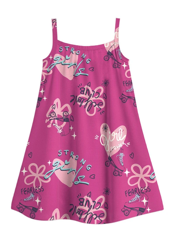Malwee Kids - Vestido Curto Evasê Estampado Fúcsia 2