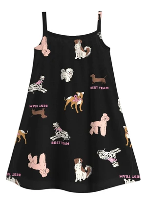 Malwee Kids - Vestido Curto Evasê Estampado Preto - MALWEE KIDS