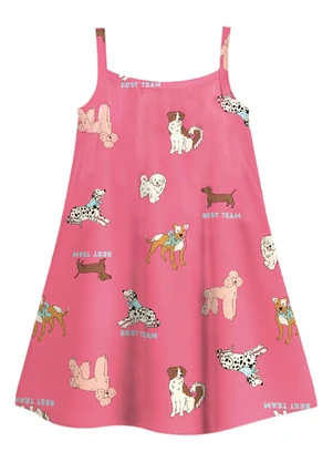 Malwee Kids - Vestido Curto Evasê Estampado Rosa - MALWEE KIDS