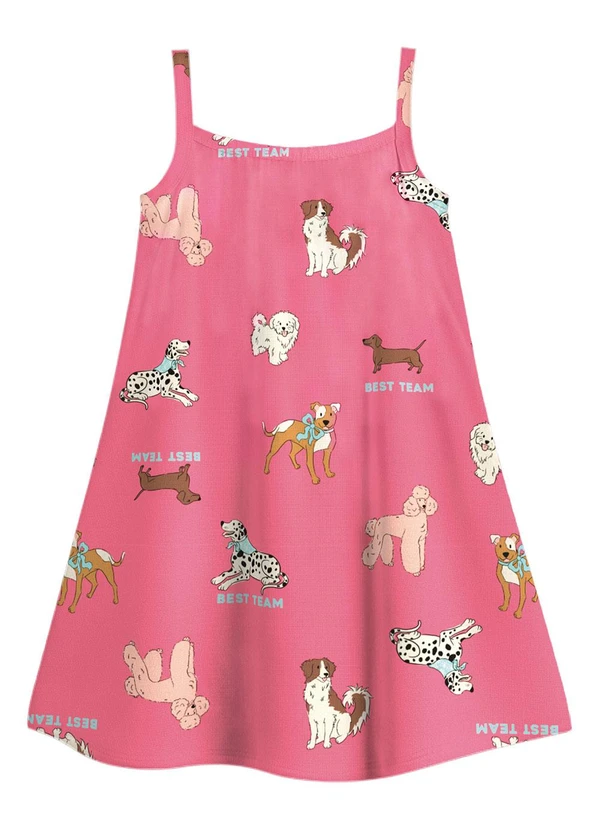 Malwee Kids - Vestido Curto Evasê Estampado Rosa 1