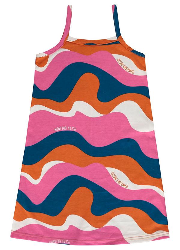 Malwee Kids - Vestido Curto Evasê Ondas Laranja