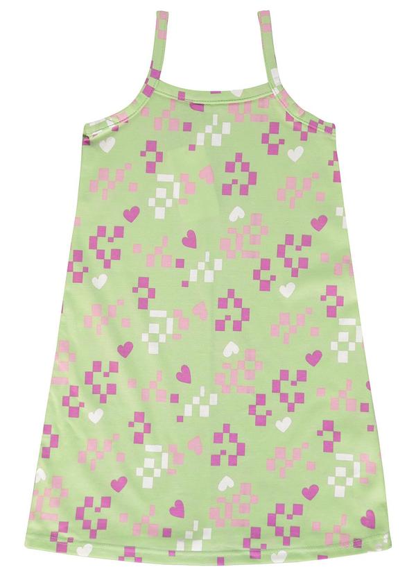 Malwee Kids - Vestido Curto Evasê Pixelado Verde Menta