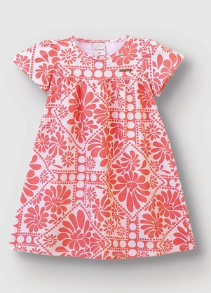 Carinhoso - Vestido Curto Floral Amplo Laranja - CARINHOSO