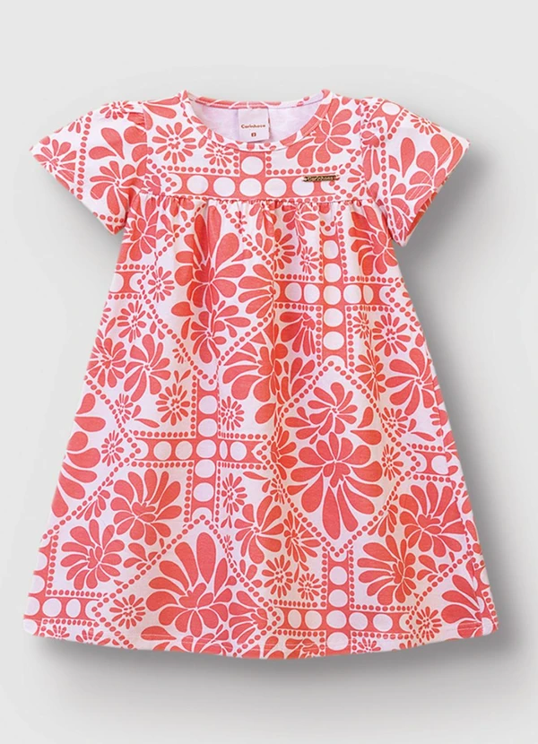 Carinhoso - Vestido Curto Floral Amplo Laranja