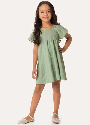 Carinhoso - Vestido Curto Floral Amplo Verde Musgo - CARINHOSO