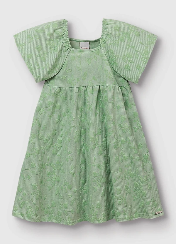 Carinhoso - Vestido Curto Floral Amplo Verde Musgo 2