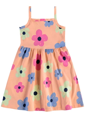 Malwee Kids - Vestido Curto Floral Evasê Coral - MALWEE KIDS