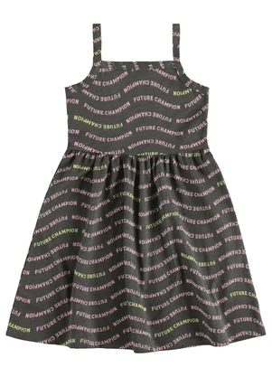 Malwee Kids - Vestido Curto Future Champion Evasê Cinza Escuro - MALWEE KIDS