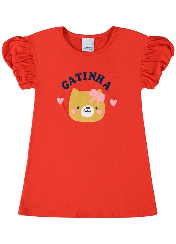 Malwee Kids - Vestido Curto Gatinha em Malha Vermelho