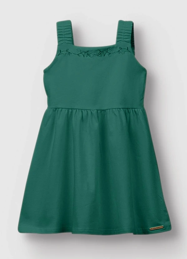 Carinhoso - Vestido Curto Godê com Bordado Verde  2