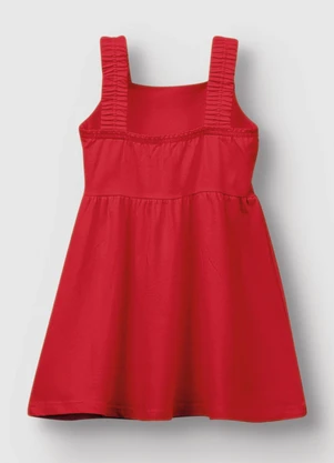 Carinhoso - Vestido Curto Godê com Bordado Vermelho - CARINHOSO